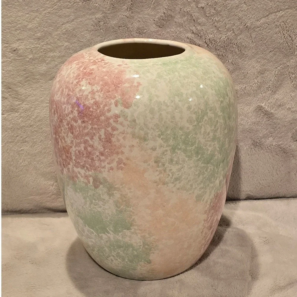 Vintage Harris Potteries Chicago 80's 90's Pottery Vase Pastel Sponge Glaze USA